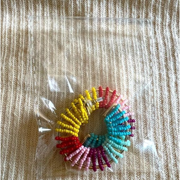 BAHATI JEWELRY RAINBOW MULTI-COLOR BFADED ROUND TARGE HOOP
EARRINGS - Picture 4 of 5